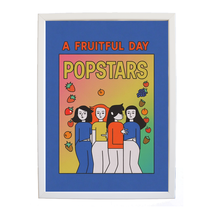 Popstars – Minimalist Music Poster – wall art print – A Fruitful Day – punchy electronic pop, four piece girl band – Music Stag