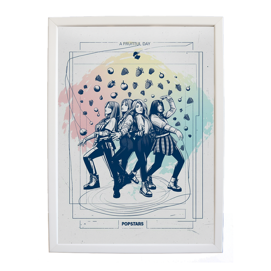 Popstars – Emotive Music Art – wall art print – A Fruitful Day – punchy electronic pop, four piece girl band – Music Stag
