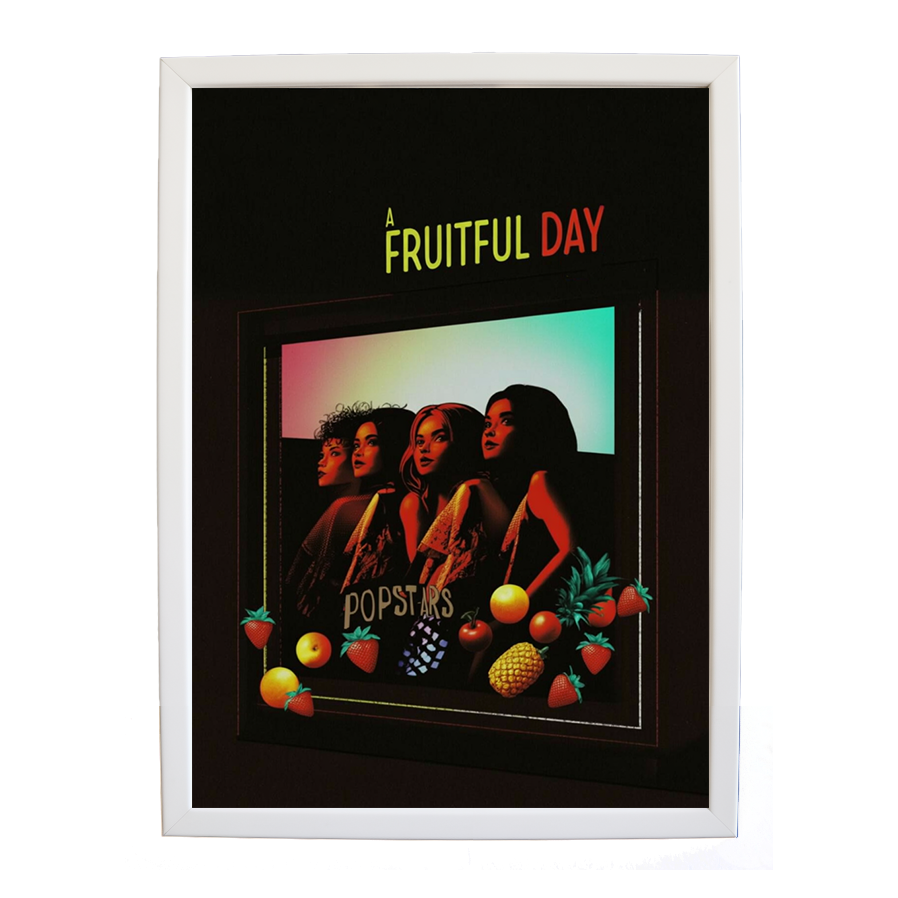 Popstars – Music Illustration Print – wall art print – A Fruitful Day – punchy electronic pop, four piece girl band – Music Stag