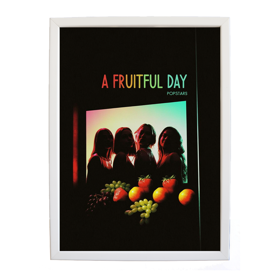 Popstars – Music Illustration Print – wall art print – A Fruitful Day – punchy electronic pop, four piece girl band – Music Stag