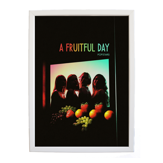 Popstars – Music Illustration Print – wall art print – A Fruitful Day – punchy electronic pop, four piece girl band – Music Stag