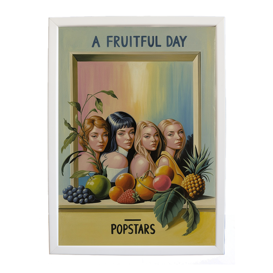 Popstars – Music Culture Poster – wall art print – A Fruitful Day – punchy electronic pop, four piece girl band – Music Stag