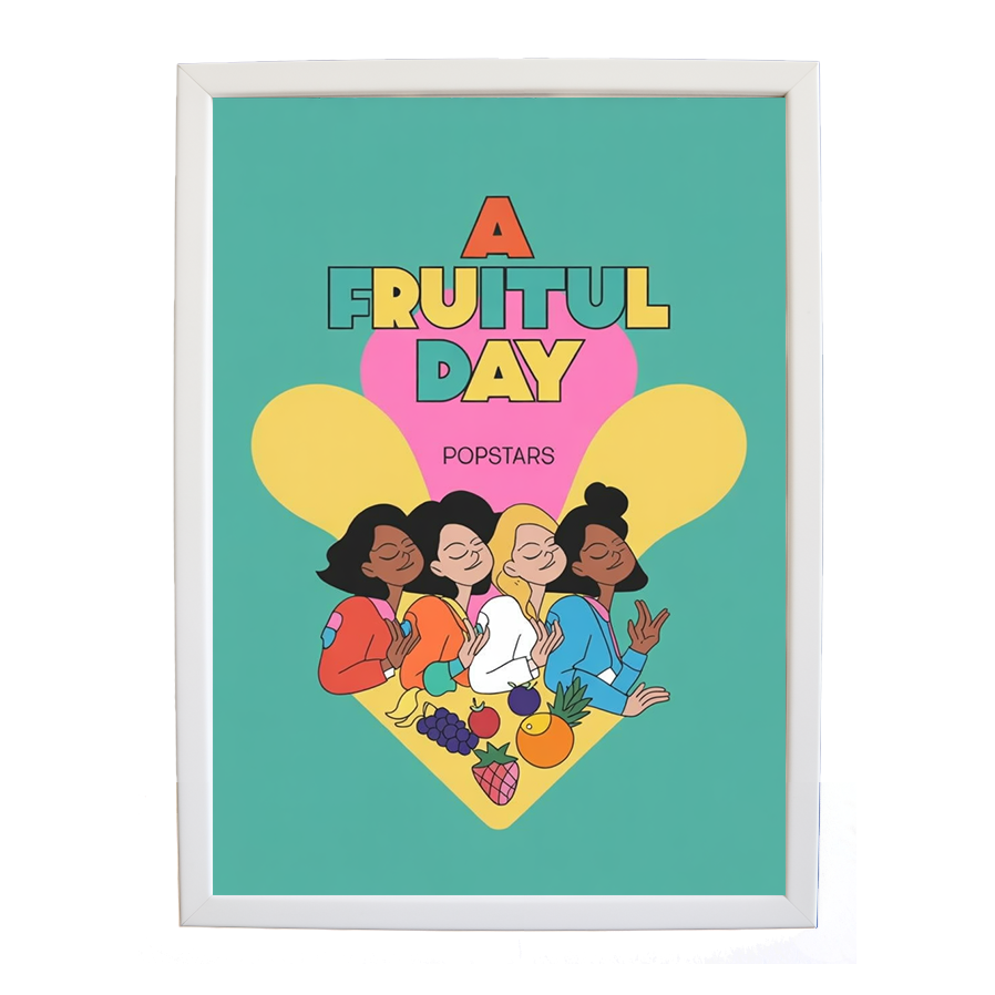 Popstars – Contemporary Music Wall Art – wall art print – A Fruitful Day – punchy electronic pop, four piece girl band – Music Stag