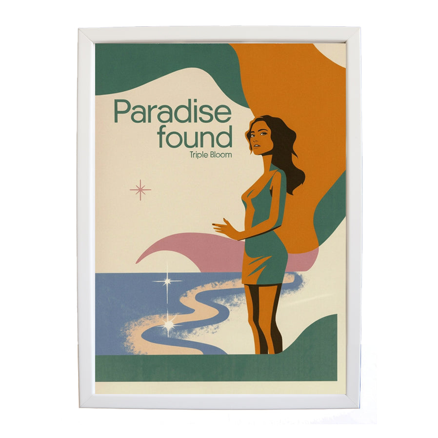 Triple Bloom – Music Lover Wall Print – wall art print – Paradise Found – Smooth soulful R&B with silky Rhodes chords, mellow bass, and laidback drum grooves, – Music Stag