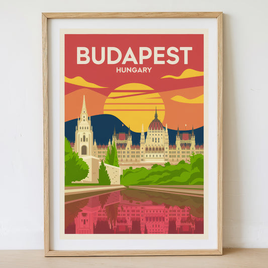 Budapest - Sunrise Drawing Travel Poster Print