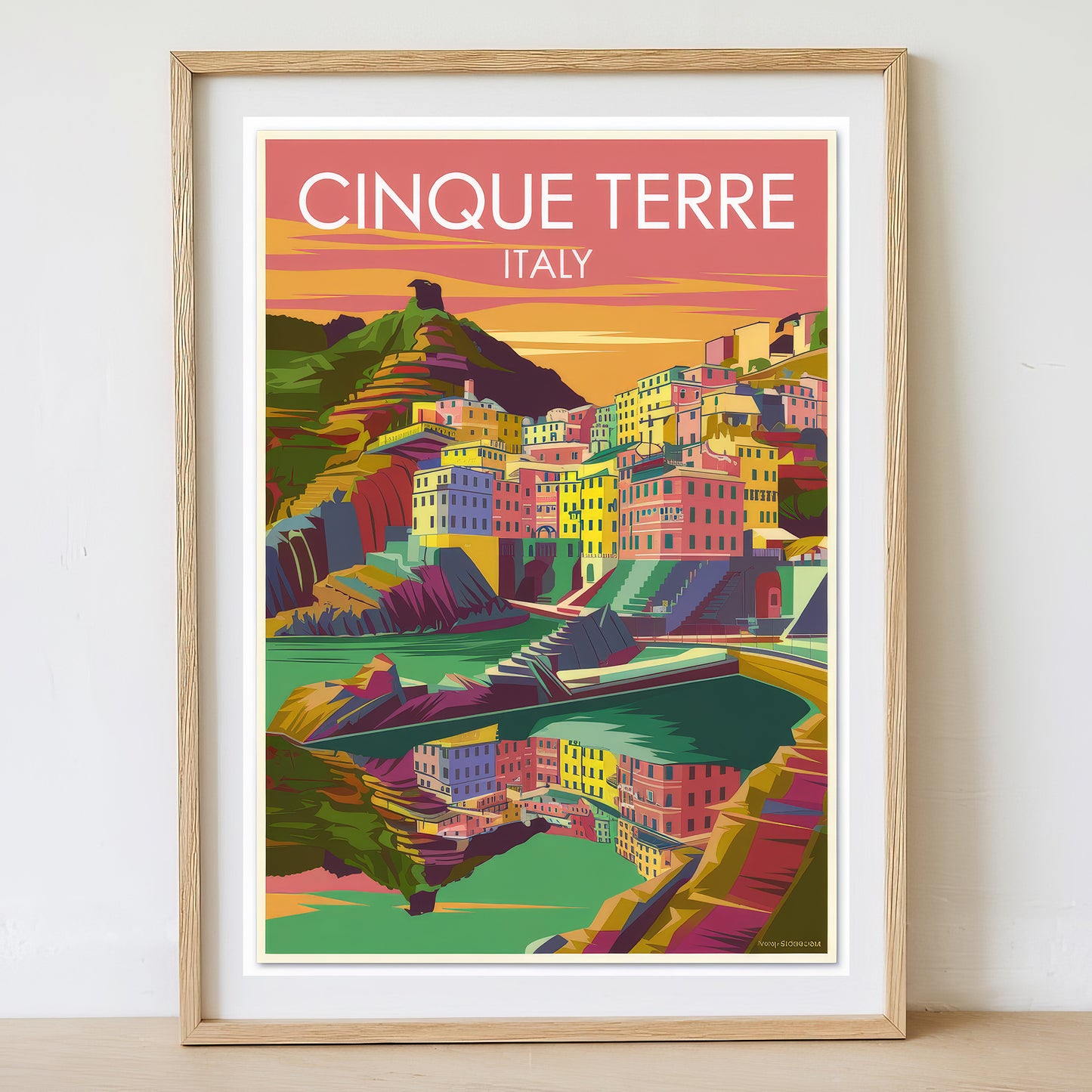 Cinque Terre - Sunrise Drawing Travel Poster Print (Copy)