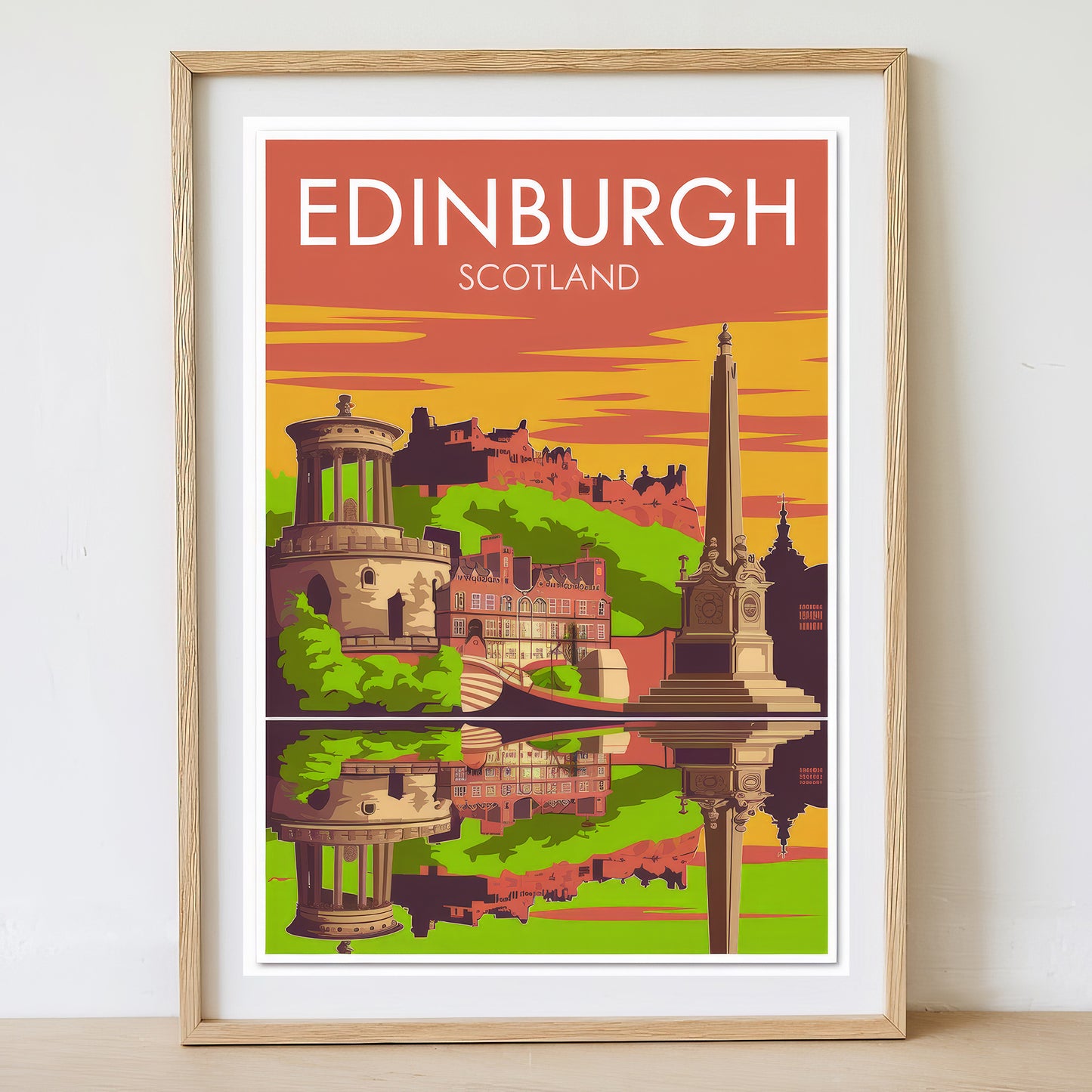 Edinburgh - Sunrise Drawing Travel Poster Print