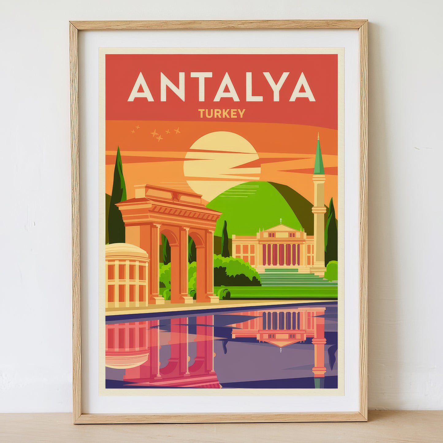 Antalya - Sunrise Drawing Travel Poster Print