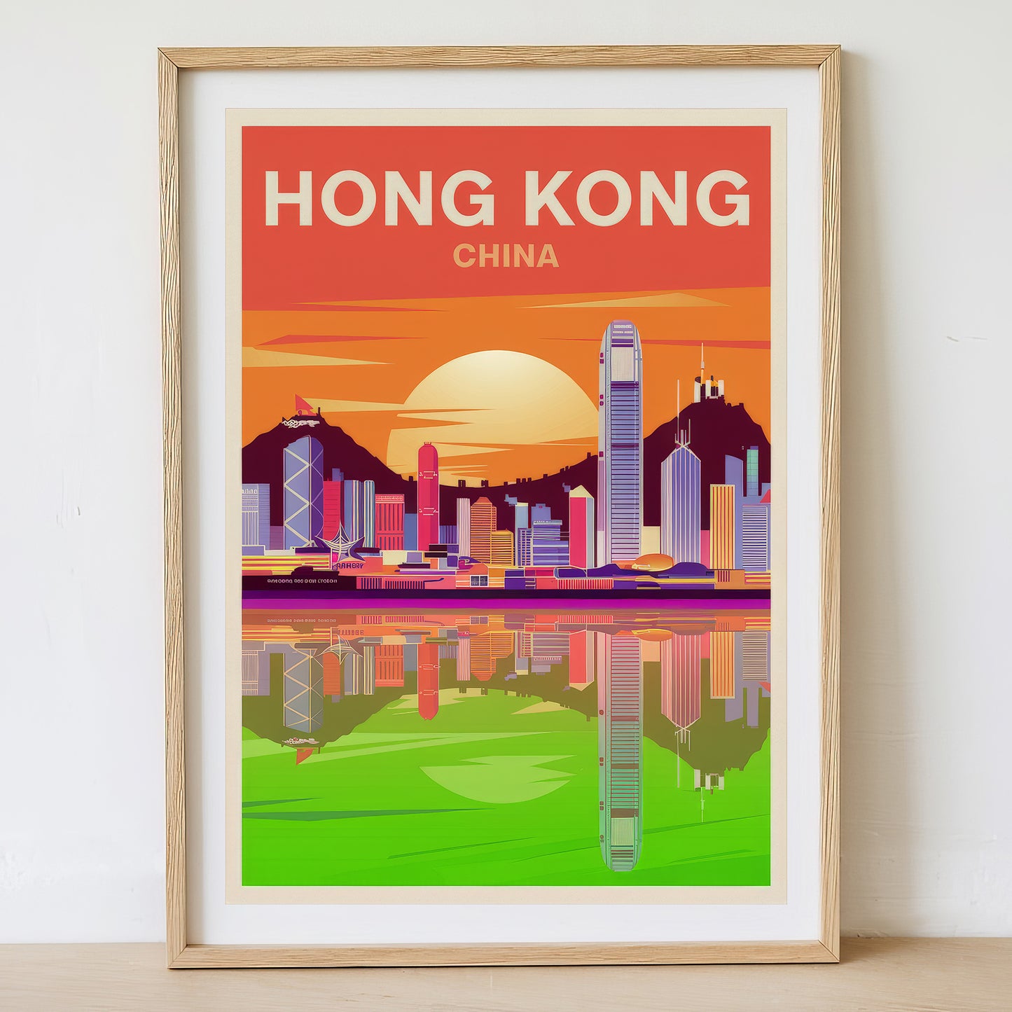 Hong Kong - Sunrise Drawing Travel Poster Print (Copy)