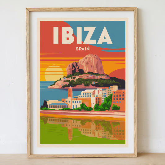 Ibiza - Sunrise Drawing Travel Poster Print