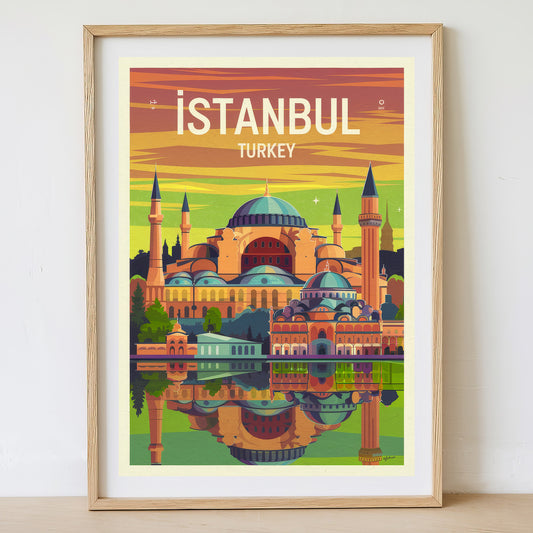 Istanbul - Sunrise Drawing Travel Poster Print