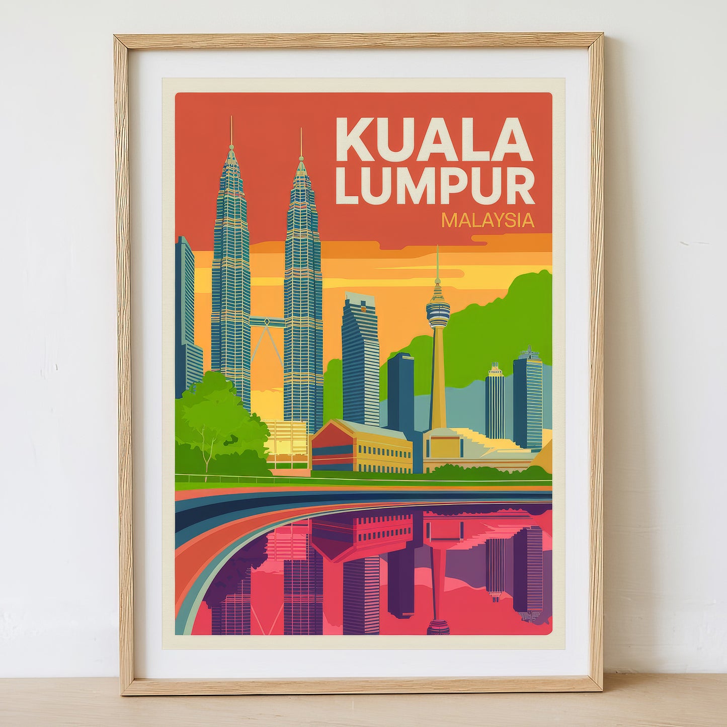 Kuala Lumpur - Sunrise Drawing Travel Poster Print