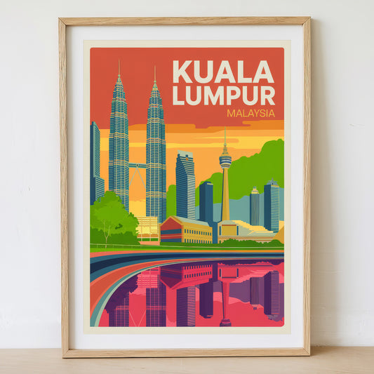 Kuala Lumpur - Sunrise Drawing Travel Poster Print