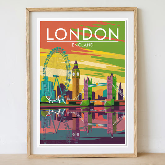 London - Sunrise Drawing Travel Poster Print