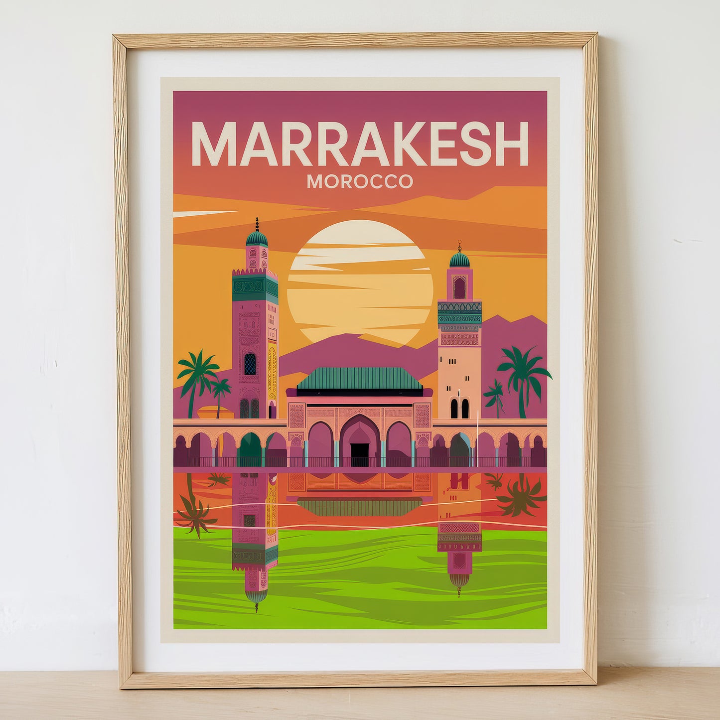 Marrakesh - Sunrise Drawing Travel Poster Print
