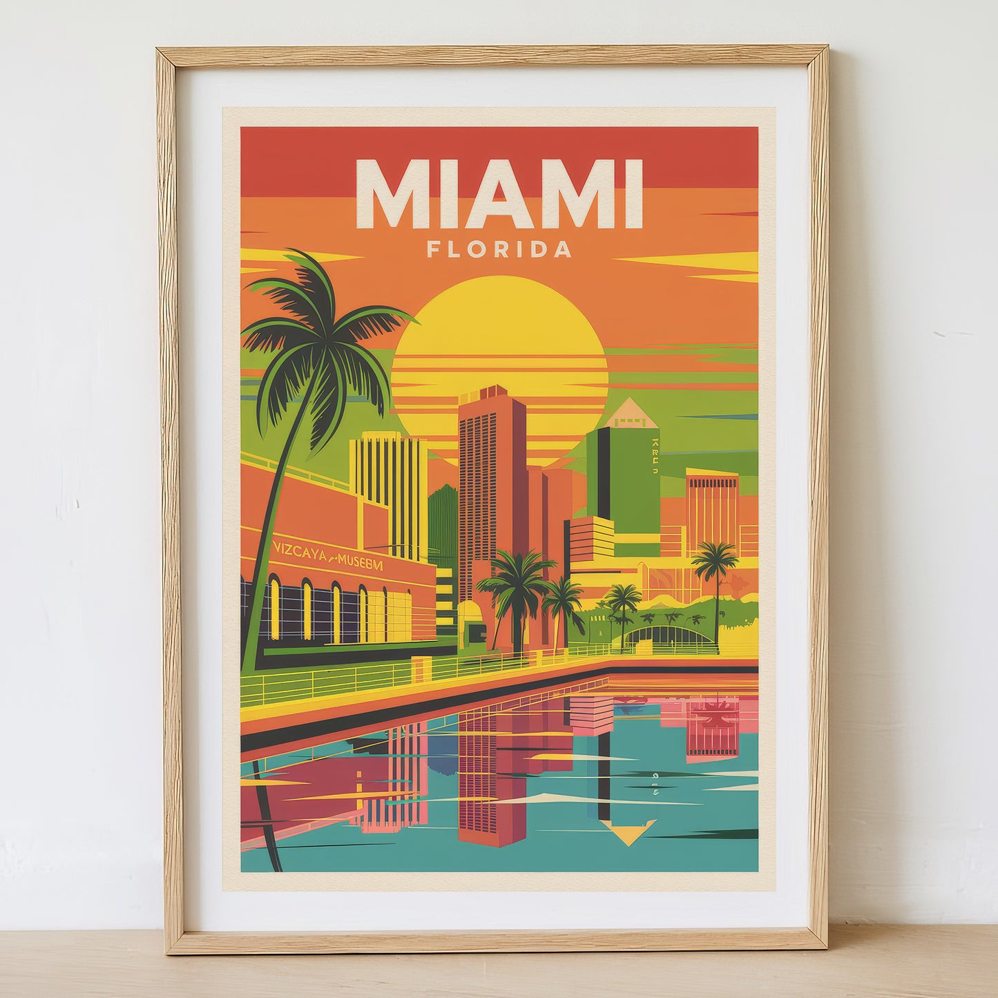 Miami - Sunrise Drawing Travel Poster Print