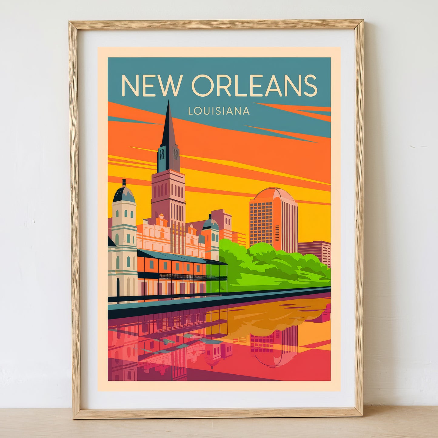 New Orleans - Sunrise Drawing Travel Poster Print