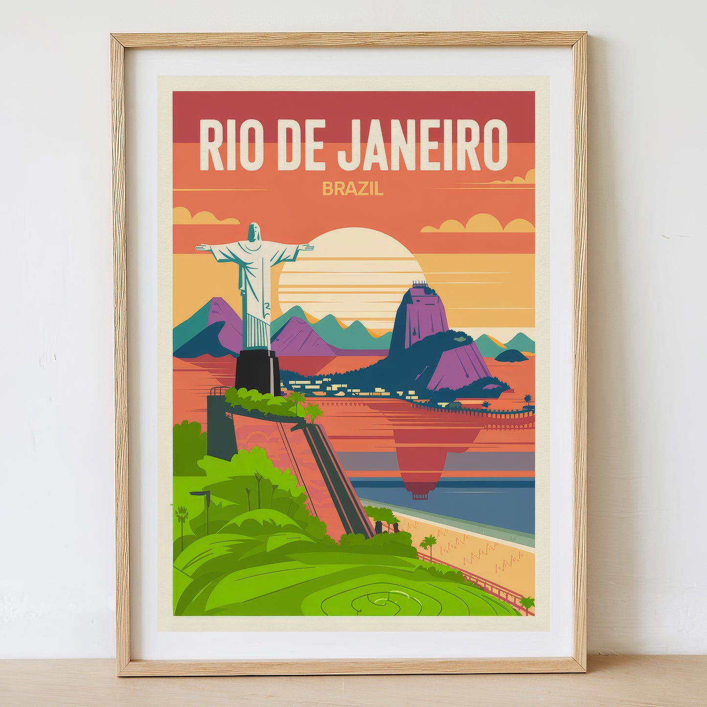 Rio De Janeiro - Sunrise Drawing Travel Poster Print