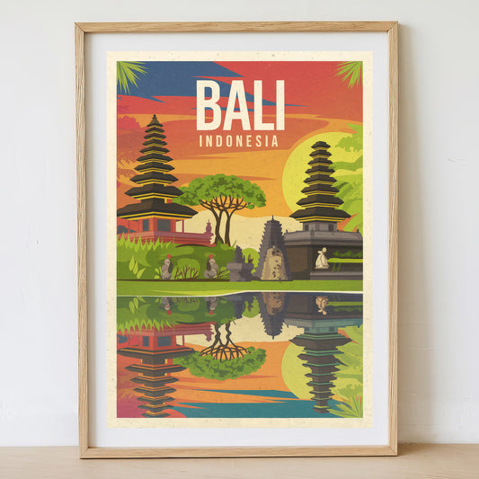 Bali - Sunrise Drawing Travel Poster Print (Copy) (Copy)