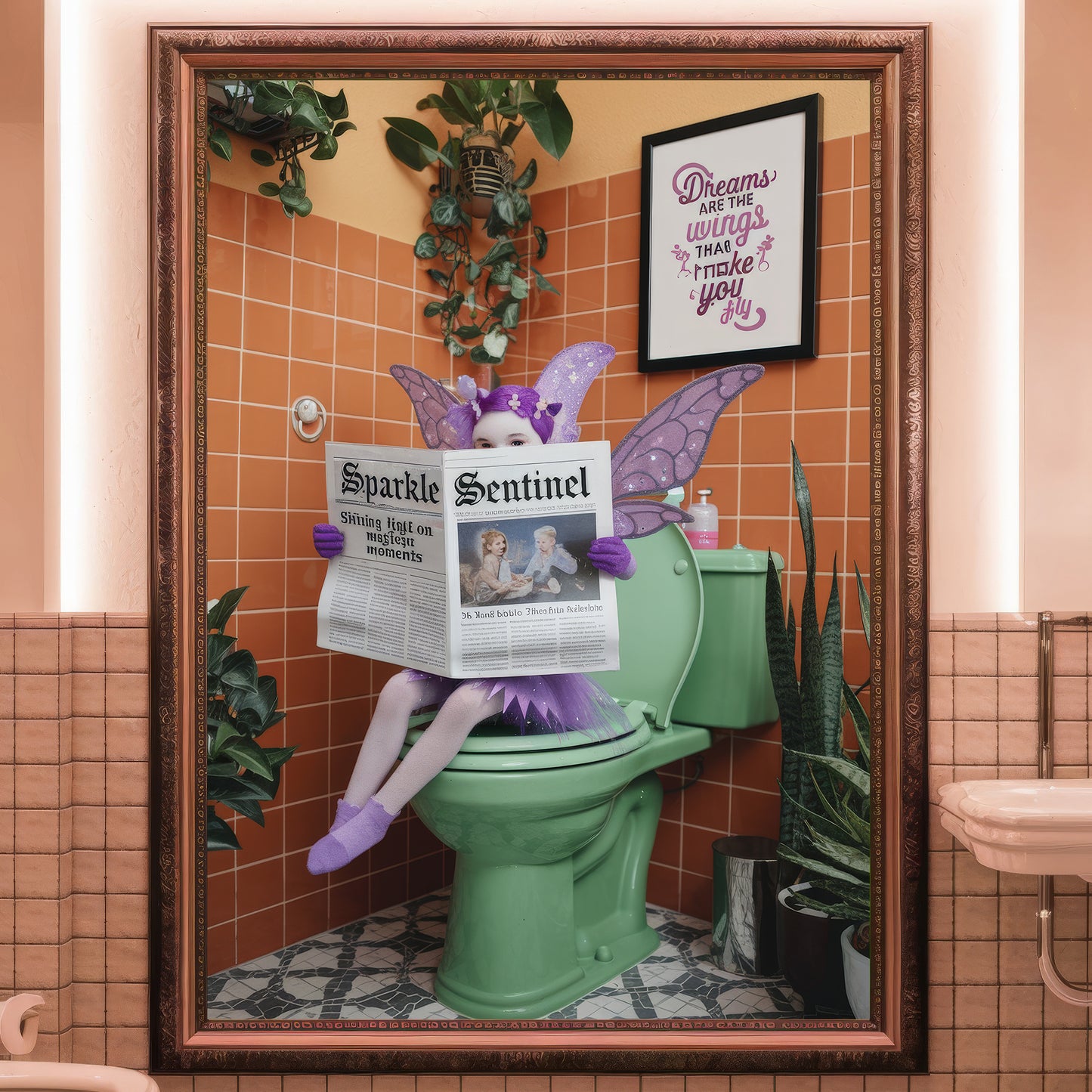 💜 The Violet Sparkle Fairy – Bathroom Critter Print 💜