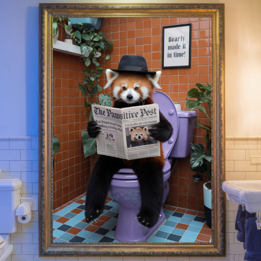 The Pawsitive Post β Red Panda Bathroom Critter Art Print