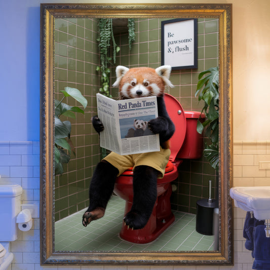 The Red Panda Times β Red Panda Bathroom Critter Art Print