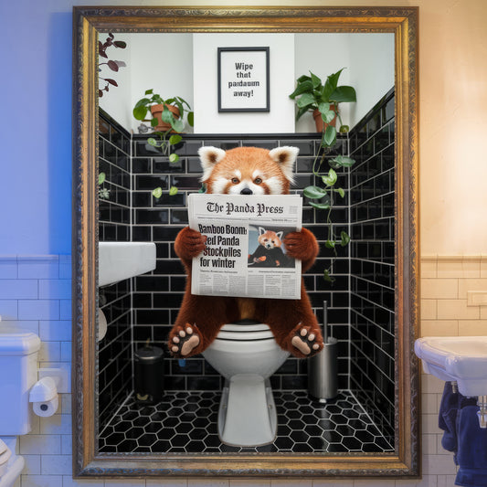 The Panda Press β Red Panda Bathroom Critter Art Print