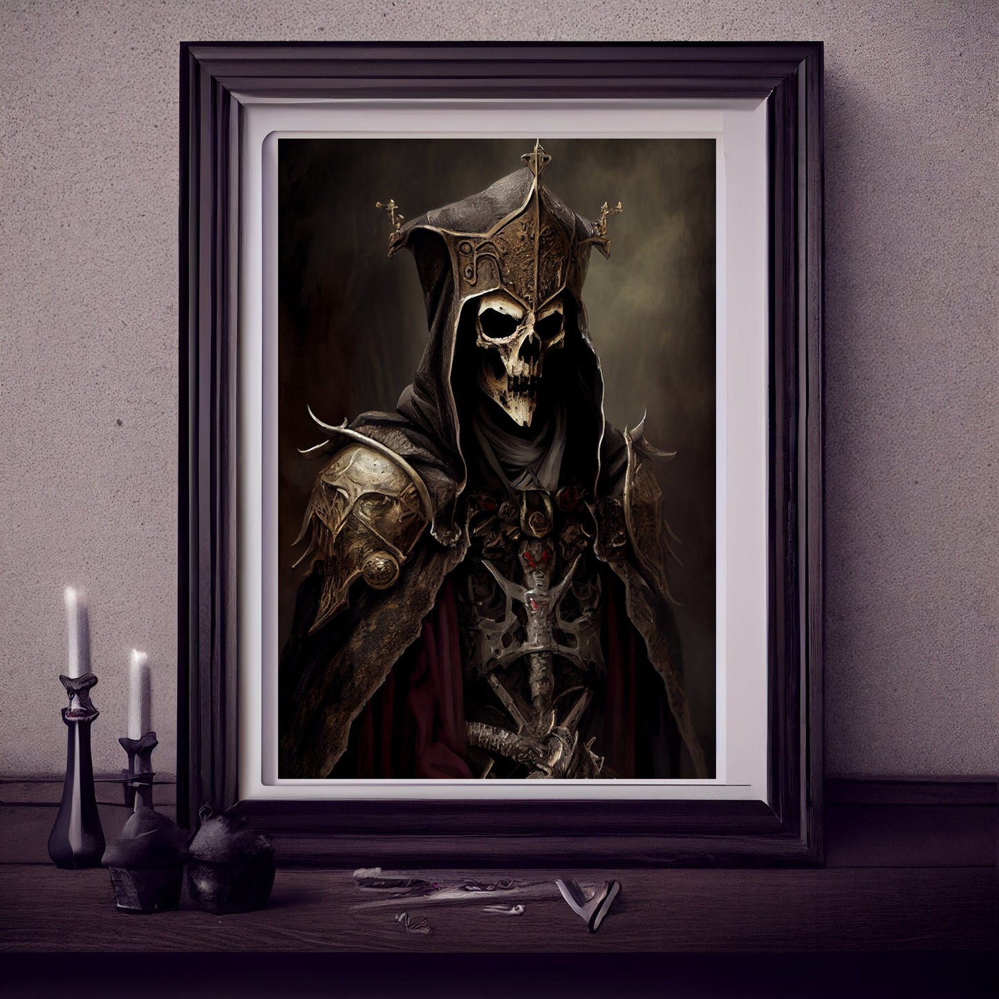 Knights Templar Art Print, Demonic Samurai Art Print Poster Renaissance, Lovecraft. Demon Knights Templar Poster, Gothic, Occult painting