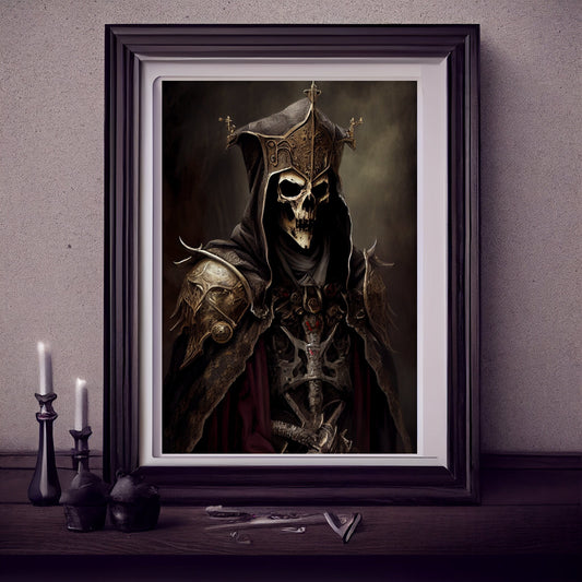 Knights Templar Art Print, Demonic Samurai Art Print Poster Renaissance, Lovecraft. Demon Knights Templar Poster, Gothic, Occult painting