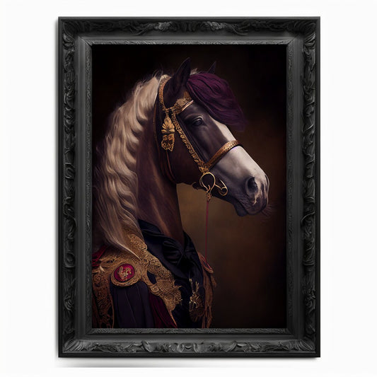 Horse Wall Art Print,  Animal Lover Vintage Regal Horse Art Print Poster Renaissance. Victorian Horse Portrait, Royal Painting Home Pet Gift - Wall Art Poster Print