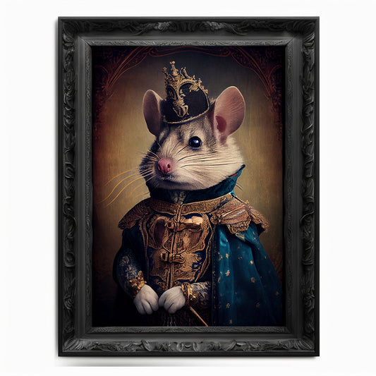 Mouse Wall Art Print, Mouse Animal Lover Vintage Regal Art Poster Renaissance. Victorian Mouse Portrait, Royal Painting Rodent Pet Gift - Wall Art Poster Print