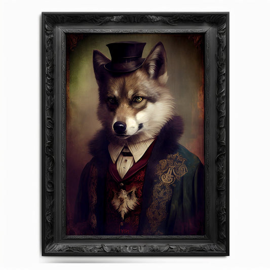 Wolf Wall Art Print Dog Animal Lover Vintage Regal Art Poster Renaissance Victorian Dire Wolf Portrait Royal Painting Wolf Pack Cub Pet Gift - Wall Art Poster Print