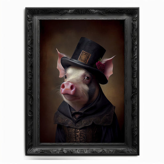Piglet Wall Art Print Hog Animal Lover Vintage Regal Pig Art Poster Renaissance. Victorian Piglet Portrait Royal Painting Swine Pig Pet Gift - Wall Art Poster Print