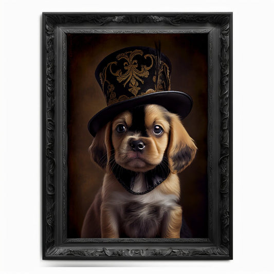 Puppy Wall Art Print,  Animal Lover Vintage Regal Dog Art Print Poster Renaissance. Victorian Puppy Portrait, Royal Painting Home Pet Gift - Wall Art Poster Print