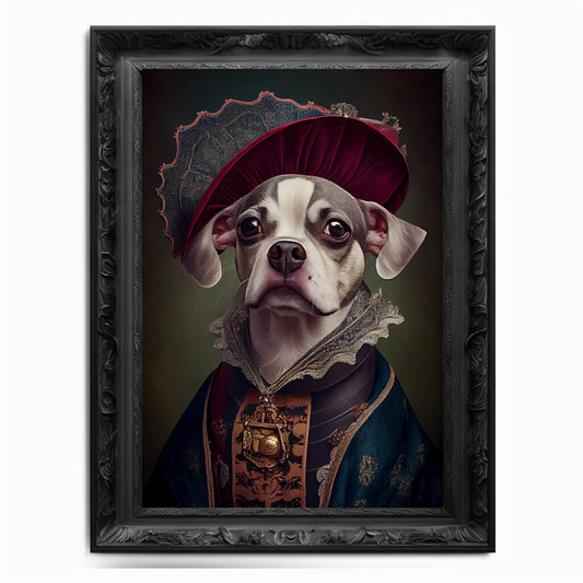 Dog Wall Art Print,  Animal Lover Vintage Regal Dog Art Print Poster Renaissance. Victorian Dog Portrait, Royal Painting Home Decor Pet Gift - Wall Art Poster Print