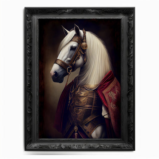 Horse Wall Art Print,  Animal Lover Vintage Regal Horse Art Print Poster Renaissance. Victorian Horse Portrait, Royal Painting Home Pet Gift - Wall Art Poster Print
