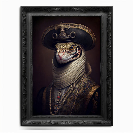 Snake Wall Art Print Serpent Animal Lover Vintage Regal Poster Renaissance. Victorian Snake Portrait Royal Painting Viper Cobra Gift Details - Wall Art Poster Print