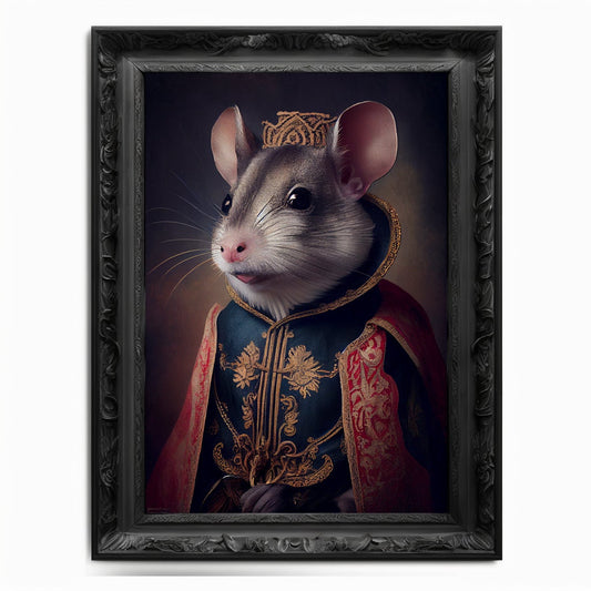 Mouse Wall Art Print, Mouse Animal Lover Vintage Regal Art Poster Renaissance. Victorian Mouse Portrait, Royal Painting Rodent Pet Gift