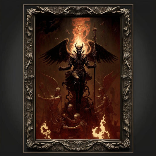 Baphomet Art Print Devil Art Satan Print Lucifer Poster Renaissance Lovecraft. Demon Poster Gothic Artwork Occult Painting Antichrist Print.