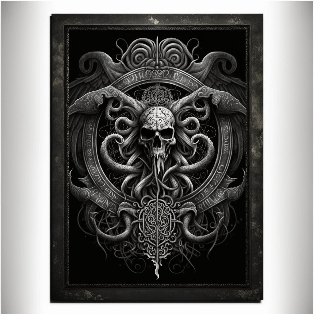 Skull Art Print Devil Art Satan Print Lucifer Poster Renaissance Lovecraft. Demon Poster Gothic Artwork Occult Art Painting Antichrist Print