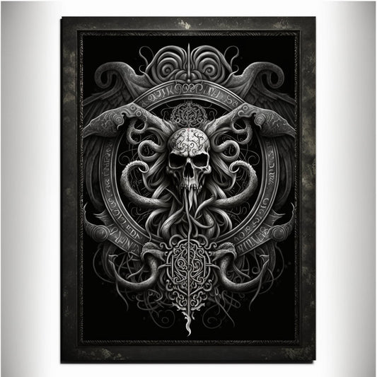 Skull Art Print Devil Art Satan Print Lucifer Poster Renaissance Lovecraft. Demon Poster Gothic Artwork Occult Art Painting Antichrist Print