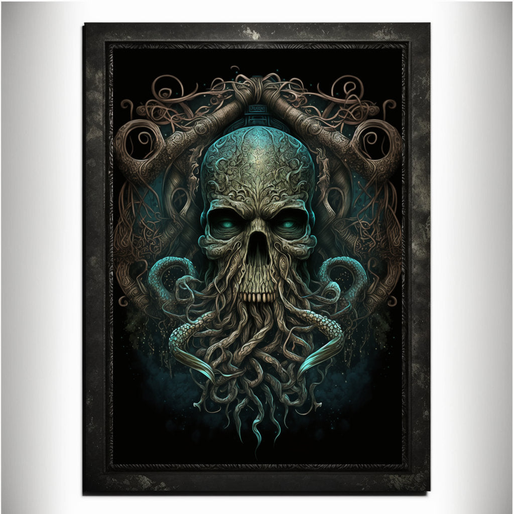 Skull Art Print Devil Art Satan Print Lucifer Poster Renaissance Lovecraft. Demon Poster Gothic Artwork Occult Art Painting Antichrist Print