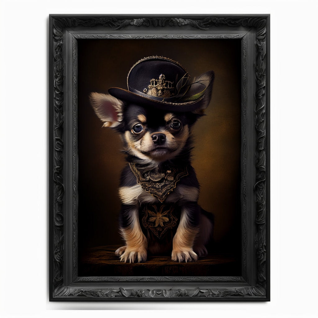 Puppy Wall Art Print,  Animal Lover Vintage Regal Dog Art Print Poster Renaissance. Victorian Puppy Portrait, Royal Painting Home Pet Gift - Wall Art Poster Print