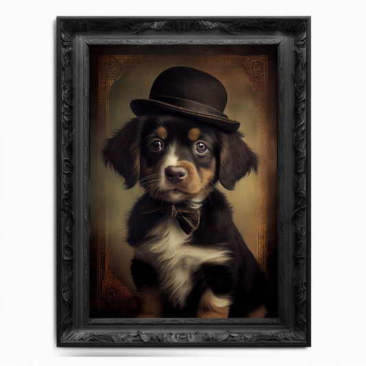 Puppy Wall Art Print,  Animal Lover Vintage Regal Dog Art Print Poster Renaissance. Victorian Puppy Portrait, Royal Painting Home Pet Gift - Wall Art Poster Print