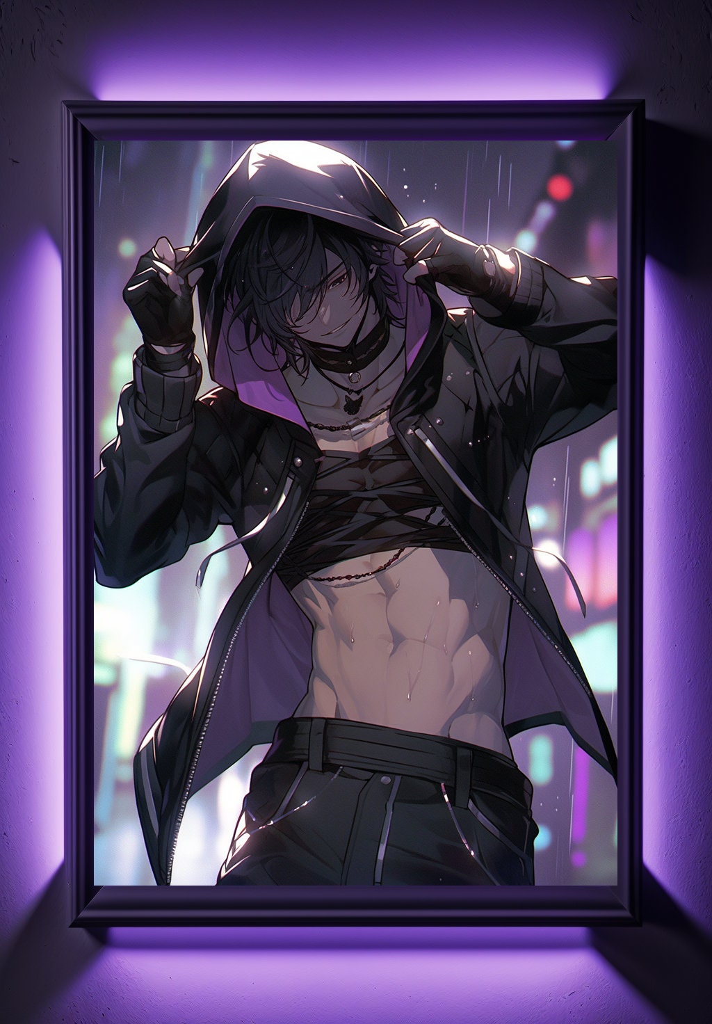 Purple Cyberpunk Anime Art Print Poster, Manga Japanese Movie Poster Wall Art Home Decor Design Poster Animation Science Fiction Film Poster