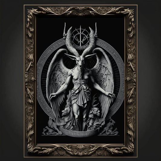 Baphomet Art Print Devil Art Satan Print Lucifer Poster Renaissance Lovecraft. Demon Poster Gothic Artwork Occult Painting Antichrist Print.