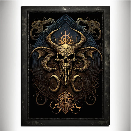 Skull Art Print Devil Art Satan Print Lucifer Poster Renaissance Lovecraft. Demon Poster Gothic Artwork Occult Art Painting Antichrist Print