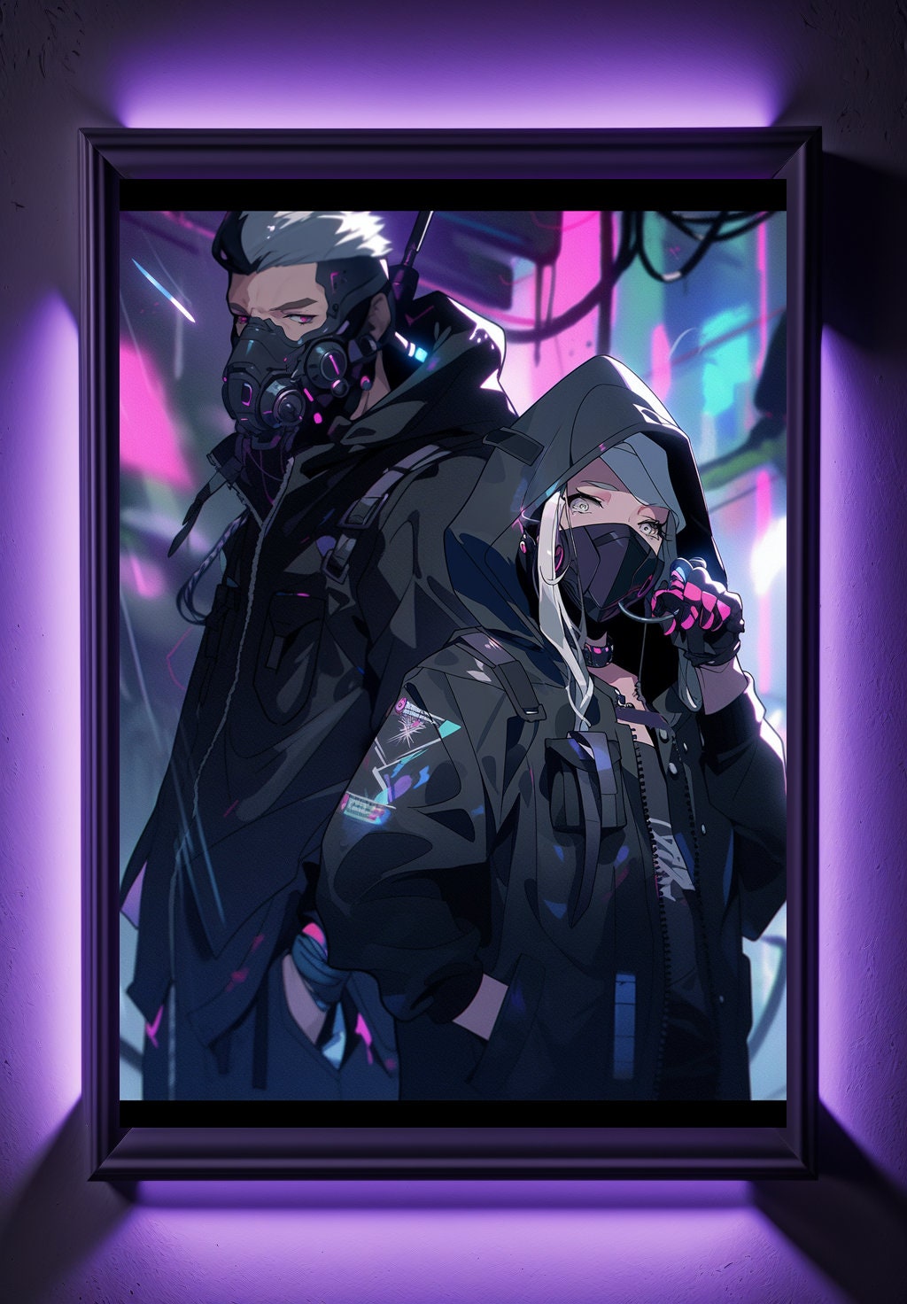 Purple Cyberpunk Anime Art Print Poster, Manga Japanese Movie Poster Wall Art Home Decor Design Poster Animation Science Fiction Film Poster