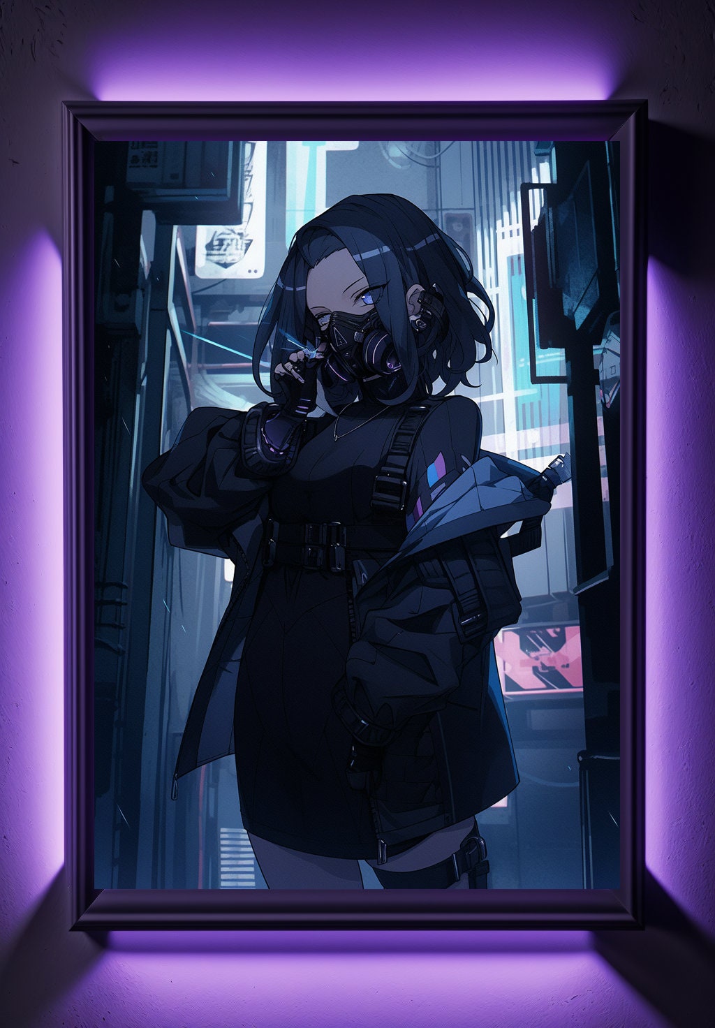 Purple Cyberpunk Anime Art Print Poster, Manga Japanese Movie Poster Wall Art Home Decor Design Poster Animation Science Fiction Film Poster