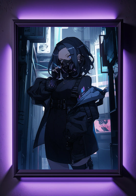 Purple Cyberpunk Anime Art Print Poster, Manga Japanese Movie Poster Wall Art Home Decor Design Poster Animation Science Fiction Film Poster